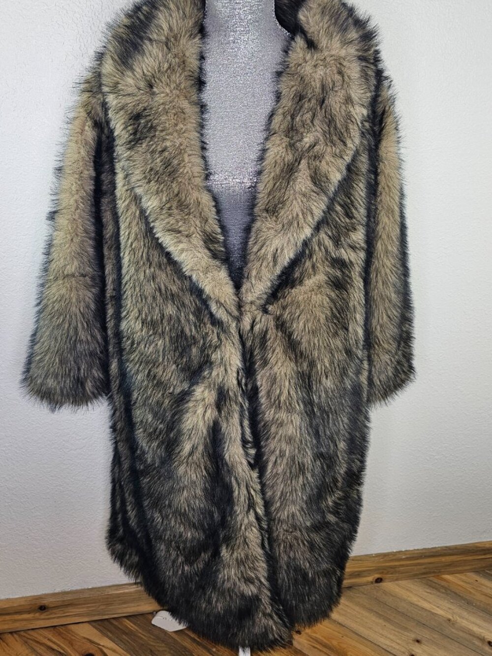 Shein Curve Luxurious Faux Fur Trench Coat NEW Size 2X